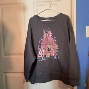 Women’s Gray and Pink Def Leppard Pullover Sweater/Sweatshirt Size XXXL(22)